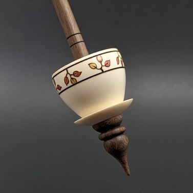 Teacup spindle in holly and walnut