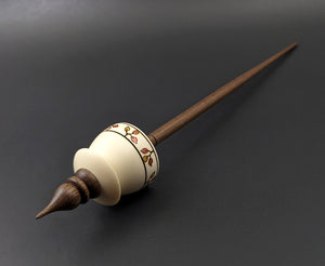 Teacup spindle in holly and walnut