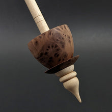 Load image into Gallery viewer, Teacup spindle in redwood lace burl and curly maple