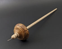 Load image into Gallery viewer, Drop spindle in maple burl and curly maple