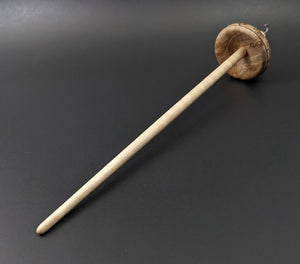 Drop spindle in maple burl and curly maple