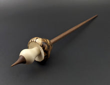 Load image into Gallery viewer, Mushroom support spindle in spalted hackberry, holly, and walnut