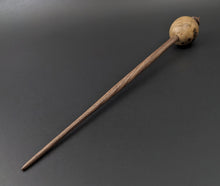 Load image into Gallery viewer, Egg bead spindle in elm burl and walnut with malachite inlay