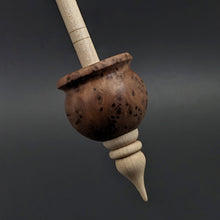Load image into Gallery viewer, Cauldron spindle in redwood lace burl and curly maple