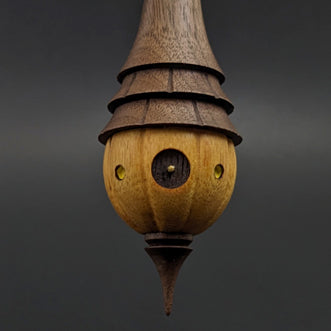 Pumpkin wee folk spindle in osage orange and walnut