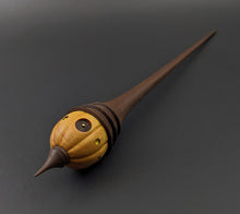 Load image into Gallery viewer, Pumpkin wee folk spindle in osage orange and walnut