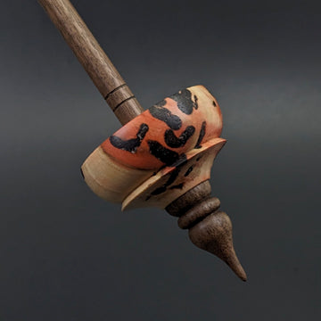 Tibetan style spindle in flame box elder and walnut