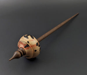 Tibetan style spindle in flame box elder and walnut
