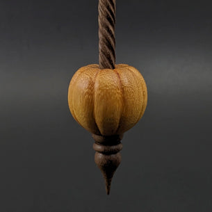 Pumpkin bead spindle in osage orange and walnut