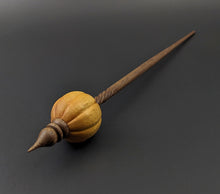 Load image into Gallery viewer, Pumpkin bead spindle in osage orange and walnut