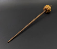 Load image into Gallery viewer, Pumpkin bead spindle in osage orange and walnut