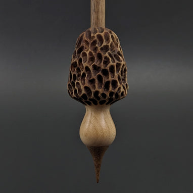Morel mushroom support spindle in maple and walnut