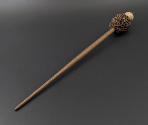 Morel mushroom support spindle in maple and walnut