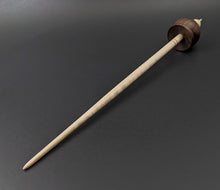 Load image into Gallery viewer, Cauldron spindle in walnut burl and curly maple with malachite inlay