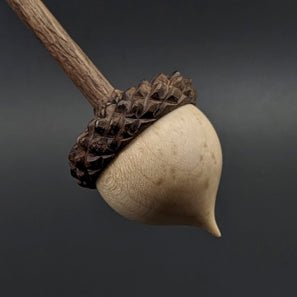 Acorn support spindle in birdseye maple and walnut
