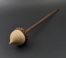 Load image into Gallery viewer, Acorn support spindle in birdseye maple and walnut