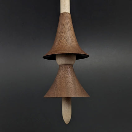Witch spindle in walnut and curly maple
