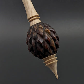Dragon egg bead spindle in cocobolo and curly maple