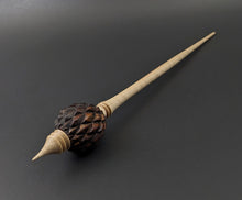 Load image into Gallery viewer, Dragon egg bead spindle in cocobolo and curly maple