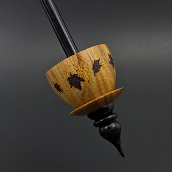 Teacup spindle in canarywood and hand dyed maple (<font color=