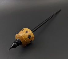 Load image into Gallery viewer, Teacup spindle in canarywood and hand dyed maple (&lt;font color=&quot;red&quot;&lt;b&gt;RESERVED&lt;/b&gt;&lt;/font&gt; for ScaryGirl)