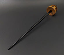 Load image into Gallery viewer, Teacup spindle in canarywood and hand dyed maple (&lt;font color=&quot;red&quot;&lt;b&gt;RESERVED&lt;/b&gt;&lt;/font&gt; for ScaryGirl)