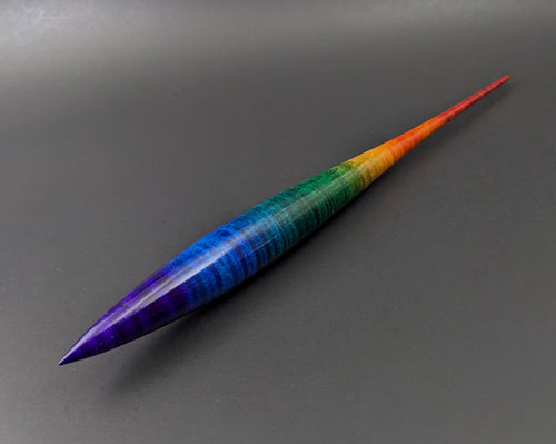 Phang spindle in hand dyed curly maple