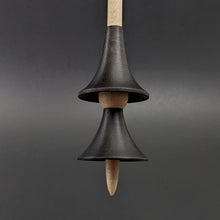 Load image into Gallery viewer, Witch spindle in ebonized walnut and curly maple