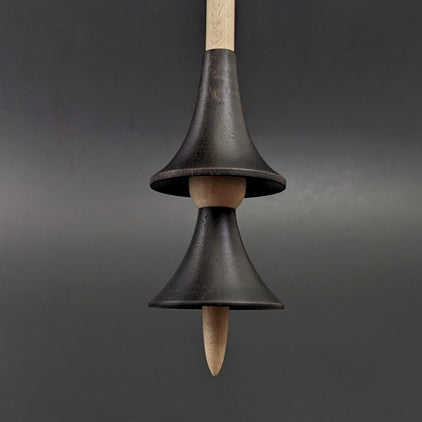 Witch spindle in ebonized walnut and curly maple