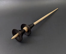 Load image into Gallery viewer, Witch spindle in ebonized walnut and curly maple