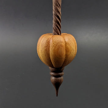 Pumpkin bead spindle in osage orange and walnut