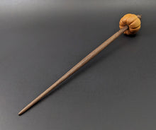 Load image into Gallery viewer, Pumpkin bead spindle in osage orange and walnut