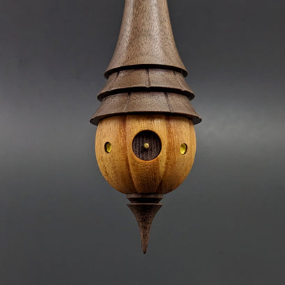 Pumpkin wee folk spindle in osage orange and walnut
