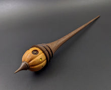 Load image into Gallery viewer, Pumpkin wee folk spindle in osage orange and walnut