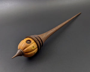 Pumpkin wee folk spindle in osage orange and walnut