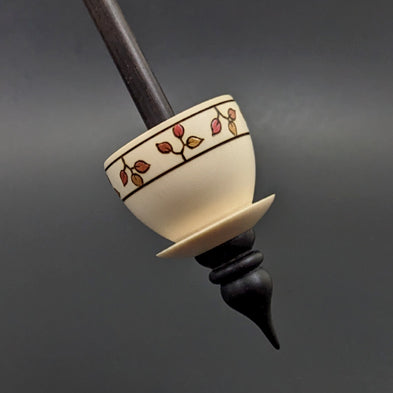 Teacup spindle in holly and ebonized walnut