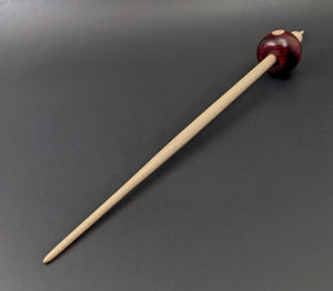 Bead spindle in hand dyed maple and curly maple