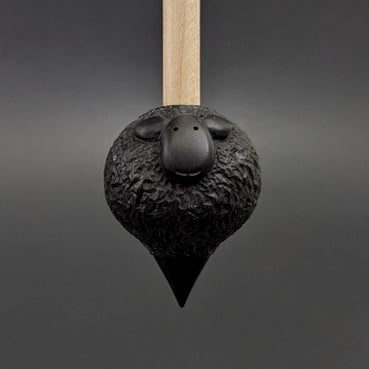 Sheep support spindle in African blackwood and curly maple