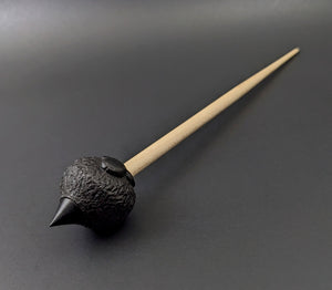 Sheep support spindle in African blackwood and curly maple