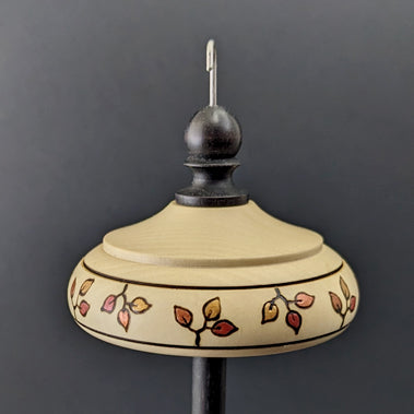 Drop spindle in holly and ebonized walnut