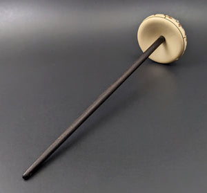 Drop spindle in holly and ebonized walnut