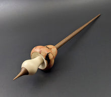 Load image into Gallery viewer, Mushroom support spindle in flame box elder, holly, and walnut