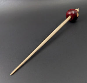 Bead spindle in hand dyed maple and curly maple
