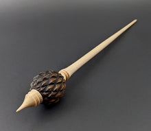 Load image into Gallery viewer, Dragon egg bead spindle in cocobolo and curly maple