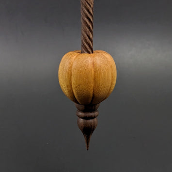 Pumpkin bead spindle in osage orange and walnut