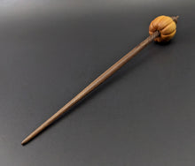 Load image into Gallery viewer, Pumpkin bead spindle in osage orange and walnut