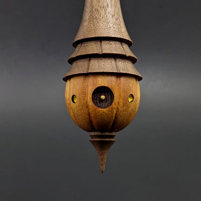Pumpkin wee folk spindle in osage orange and walnut
