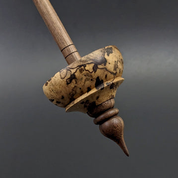 Tibetan style spindle in spalted hackberry and walnut