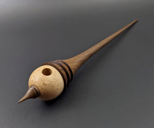 Birdhouse spindle in birdseye maple and walnut