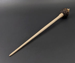 Dragon egg bead spindle in cocobolo and curly maple